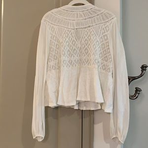 Free People White Knit Blouse